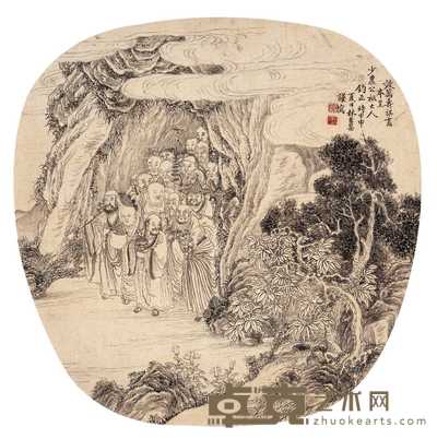 林象棻 礼佛图 镜心 